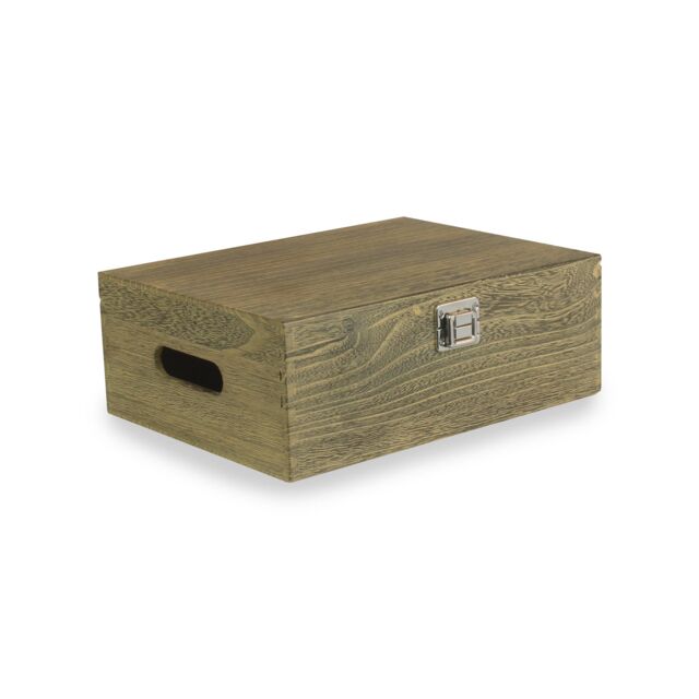 Red Hamper 30cm Oak Effect Wooden Box in Brown - image 1
