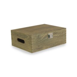 Red Hamper 30cm Oak Effect Wooden Box in Brown - thumbnail 1