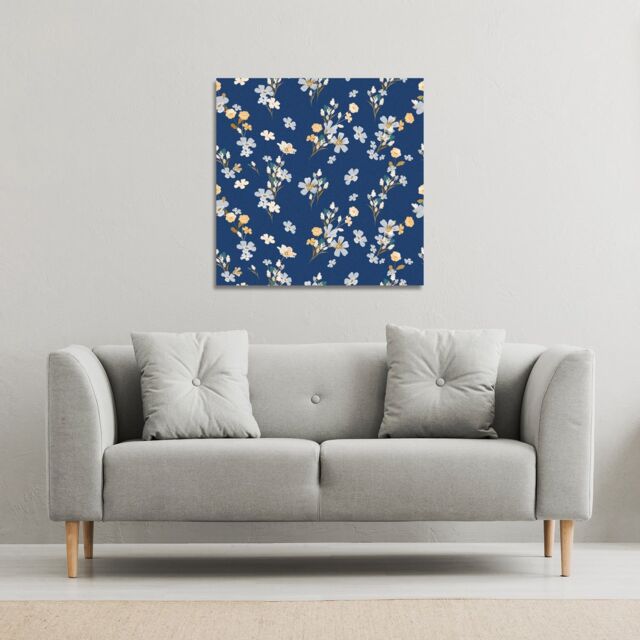 Benjamin Tate Design Blue & Yellow Bunches (Canvas Print) / 77 x 77 x 4cm in Natural - Size: 77 x 77 x 4 cm - image 1