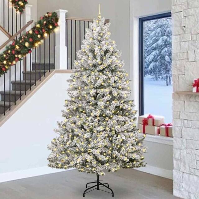 Berkfield Home Artificial Christmas Tree Green & White 270 cm PVC & Metal - image 1