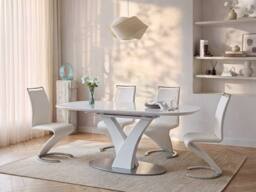 Vente-unique Extendable Dining Table for 6 To 8 People - MDF & Stainless Steel in White - thumbnail 3