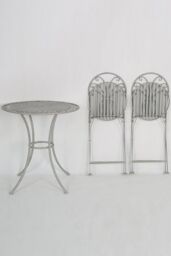 Glamhaus Metal Bistro 3 Piece Set Garden Patio Furniture Antique Grey - thumbnail 2
