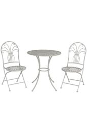 Glamhaus Metal Bistro 3 Piece Set Garden Patio Furniture Antique Grey