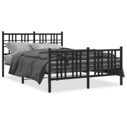 Berkfield Home Metal Bed Frame without Mattress with Footboard Black 137x190cm - Size: 137x190 cm - thumbnail 2