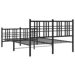 Berkfield Home Metal Bed Frame without Mattress with Footboard Black 137x190cm - Size: 137x190 cm - thumbnail 6
