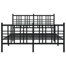 Berkfield Home Metal Bed Frame without Mattress with Footboard Black 137x190cm - Size: 137x190 cm - thumbnail 4