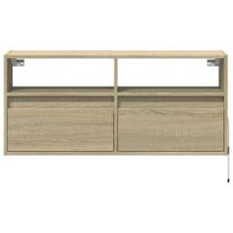 Berkfield Home TV Wall Cabinet with LED Lights Sonoma Oak 100x31x45 cm in Brown - Size: 100 x 31 x 45 cm - thumbnail 6