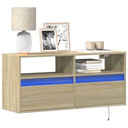 Berkfield Home TV Wall Cabinet with LED Lights Sonoma Oak 100x31x45 cm in Brown - Size: 100 x 31 x 45 cm - thumbnail 2