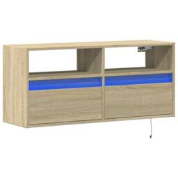 Berkfield Home TV Wall Cabinet with LED Lights Sonoma Oak 100x31x45 cm in Brown - Size: 100 x 31 x 45 cm - thumbnail 3