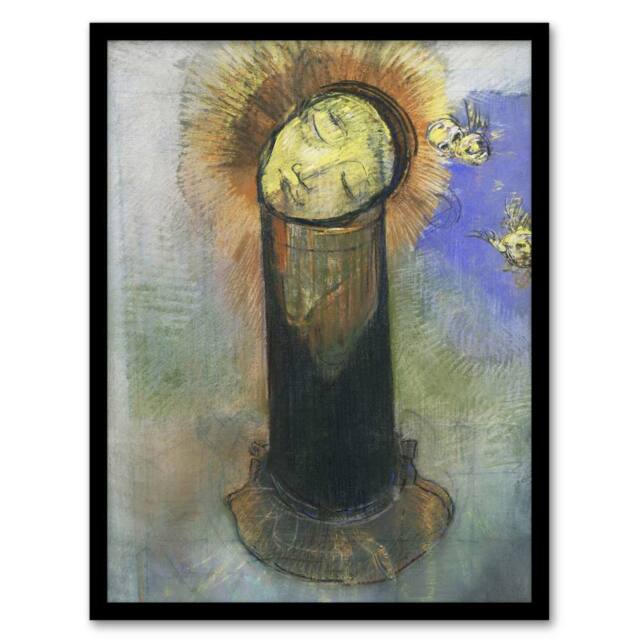 "Artery8 Head of John the Baptist on Pillar Redon Vintage Framed Wall Art Print - Size: W12"" x H16""" - image 1