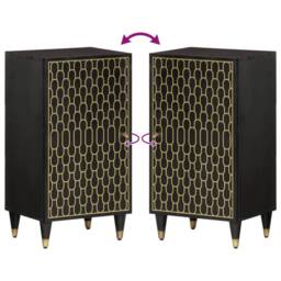 Berkfield Home Side Cabinet 40x33x75 cm Solid Wood Mango in Black - Size: 40 x 33 x 75 cm - thumbnail 6