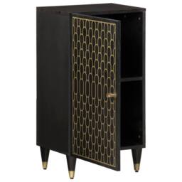 Berkfield Home Side Cabinet 40x33x75 cm Solid Wood Mango in Black - Size: 40 x 33 x 75 cm - thumbnail 3