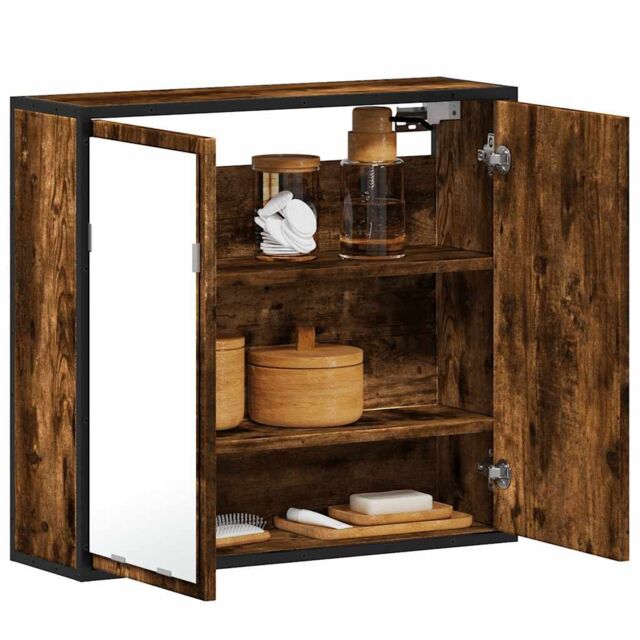 Berkfield Home Bathroom Mirror Cabinet Smoked Oak 65x20x60 cm Engineered Wood in Brown - Size: 65 x 20 x 60 cm - image 1