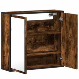 Berkfield Home Bathroom Mirror Cabinet Smoked Oak 65x20x60 cm Engineered Wood in Brown - Size: 65 x 20 x 60 cm - thumbnail 8