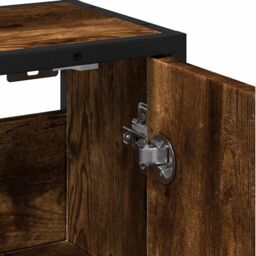 Berkfield Home Bathroom Mirror Cabinet Smoked Oak 65x20x60 cm Engineered Wood in Brown - Size: 65 x 20 x 60 cm - thumbnail 9