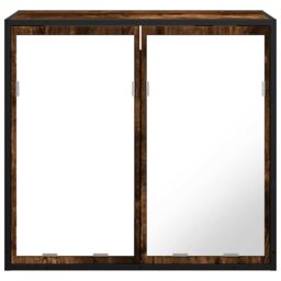 Berkfield Home Bathroom Mirror Cabinet Smoked Oak 65x20x60 cm Engineered Wood in Brown - Size: 65 x 20 x 60 cm - thumbnail 5