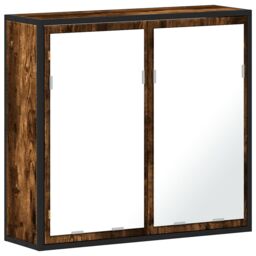 Berkfield Home Bathroom Mirror Cabinet Smoked Oak 65x20x60 cm Engineered Wood in Brown - Size: 65 x 20 x 60 cm - thumbnail 2