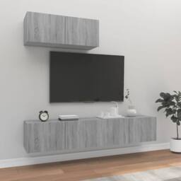Berkfield Home 3 Piece TV Cabinet Set Grey Sonoma Engineered Wood - thumbnail 2