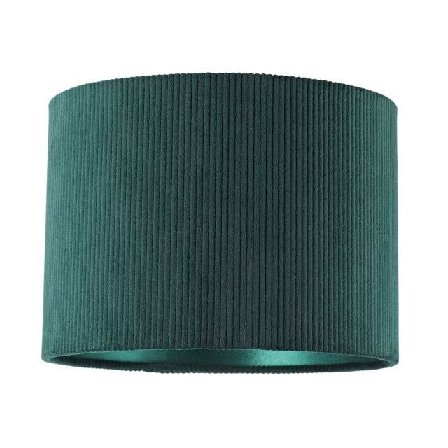 Happy Homewares Soft Ribbed Corduroy Fabric Lamp Shade with Inner Matching Satin Lining in Dark Green - Size: 10 inches - image 1