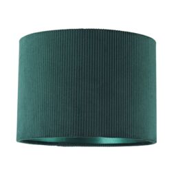 Happy Homewares Soft Ribbed Corduroy Fabric Lamp Shade with Inner Matching Satin Lining in Dark Green - Size: 10 inches