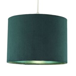 Happy Homewares Soft Ribbed Corduroy Fabric Lamp Shade with Inner Matching Satin Lining in Dark Green - Size: 10 inches - thumbnail 2