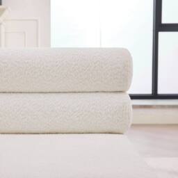 Matteo White Upholstered Boucle Accent Bench with Rolled Backrest - thumbnail 7