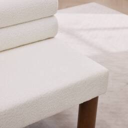 Matteo White Upholstered Boucle Accent Bench with Rolled Backrest - thumbnail 5