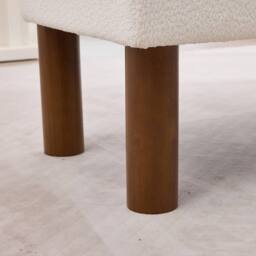 Matteo White Upholstered Boucle Accent Bench with Rolled Backrest - thumbnail 6