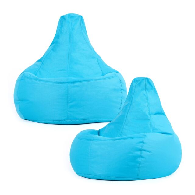 icon Recliner Indoor Outdoor Navy Blue Bean Bag Chair Pack of 2 in Aqua - image 1