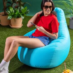 icon Recliner Indoor Outdoor Navy Blue Bean Bag Chair Pack of 2 in Aqua - thumbnail 7