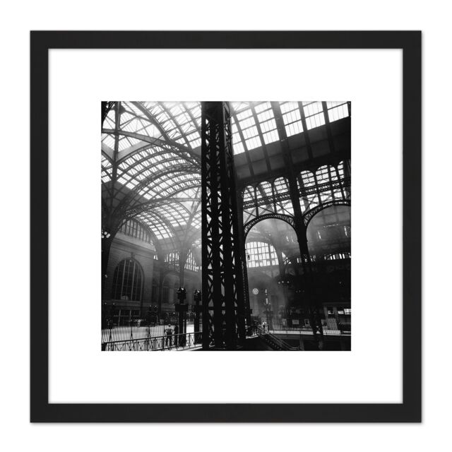 Artery8 Abbott Penn Station Interior New York Old Photo 8X8 Inch Square Wooden Framed Wall Art Print Picture with Mount in Black - image 1