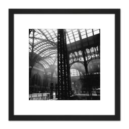 Artery8 Abbott Penn Station Interior New York Old Photo 8X8 Inch Square Wooden Framed Wall Art Print Picture with Mount in Black - thumbnail 1