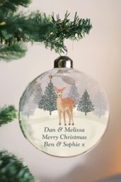 Personalised Memento Company Personalised Christmas Deer Glass Bauble in Clear - thumbnail 4