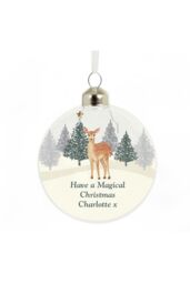 Personalised Memento Company Personalised Christmas Deer Glass Bauble in Clear
