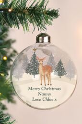 Personalised Memento Company Personalised Christmas Deer Glass Bauble in Clear - thumbnail 3