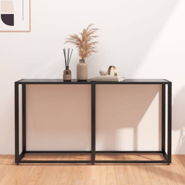 Berkfield Home Console Table Black 140x35x75.5cm Tempered Glass - Size: 140x35x75.5 cm - image 1