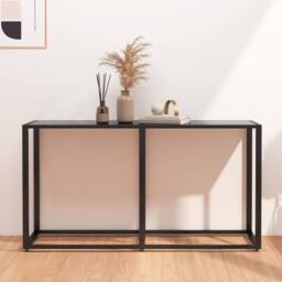 Berkfield Home Console Table Black 140x35x75.5cm Tempered Glass - Size: 140x35x75.5 cm - thumbnail 1