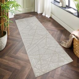 Desire Rugs Perla Modern Abstract Linear Living Room Area Rug Metallic Sheen-Beige Axis in Beige - Size: 60 cm x 220 cm - thumbnail 6