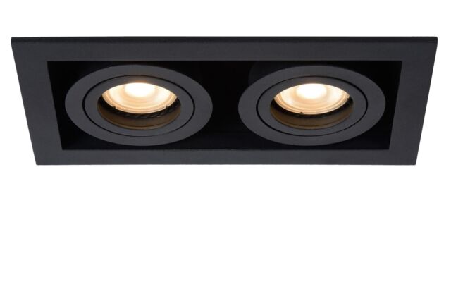 Lucide 'CHIMNEY' Dimmable Rotatable Stylish Indoor Recessed Downlight 2xGU10 in Black - image 1