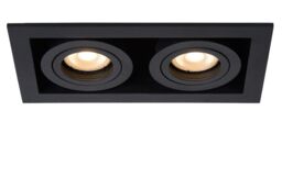 Lucide 'CHIMNEY' Dimmable Rotatable Stylish Indoor Recessed Downlight 2xGU10 in Black - thumbnail 1