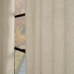 OHS Teddy Fleece Eyelet Curtains Thermal Pair Ready Made Soft Thick Fabric Ring Top in Cream - Size: 168 cm width x 229 cm drop - thumbnail 3