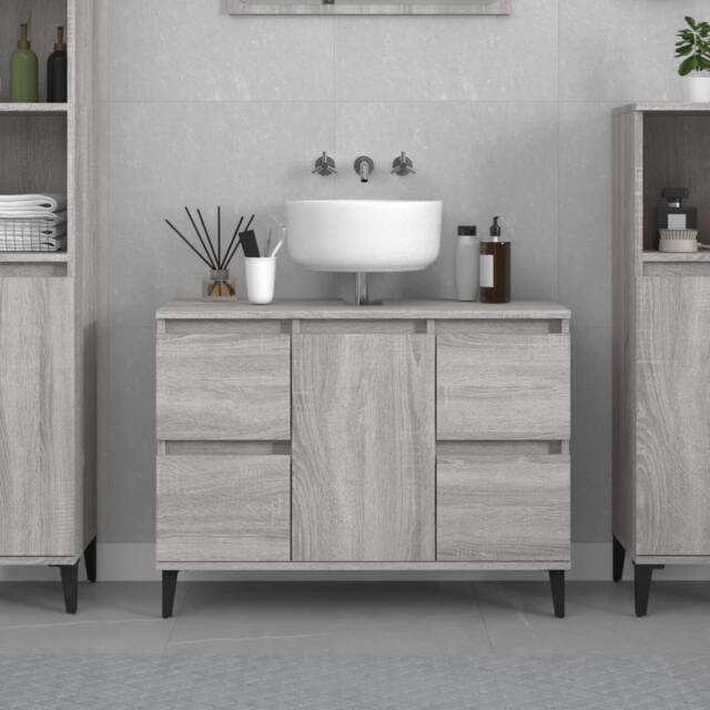 Berkfield Home Sink Cabinet Grey Sonoma 80x33x60 cm Engineered Wood - Size: 80 x 33 x 60 cm - image 1