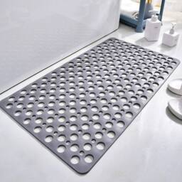 Kelvenix Non-Slip Bath Mat Anti Mould Shower Mats TPE Bathroom in Grey