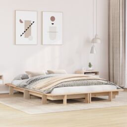 Berkfield Home Bed Frame without Mattress 120x190 cm Small Double Solid Wood Pine in Brown - thumbnail 1