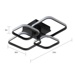 Pheashine Modern LED ceiling light, White Light 6500K, 56cm long, Indoor Use in Black - thumbnail 2