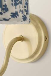 ValueLights Binky Rechargeable Brushed Gold Wall Light with Floral Pleated Shade in Mid Blue - thumbnail 5