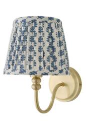 ValueLights Binky Rechargeable Brushed Gold Wall Light with Floral Pleated Shade in Mid Blue - thumbnail 6