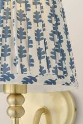 ValueLights Binky Rechargeable Brushed Gold Wall Light with Floral Pleated Shade in Mid Blue - thumbnail 4