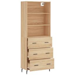 Berkfield Home Highboard Sonoma Oak 69.5x34x180 cm Engineered Wood in Light Tan - thumbnail 4
