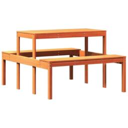 Berkfield Home Picnic Table Wax Brown 110x134x75 cm Solid Wood Pine - Size: 110 x 134 x 75 cm - thumbnail 1